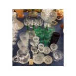 Mixed Lot: assorted glass wares to include 19th century cut glass rummers, various uranium