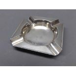 Small 20th century Sheffield hallmarked silver ashtray, with engine-turned detail, 3 1/2" wide