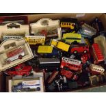 Box: large collection of various loose toy vehicles to include Lledo, Matchbox and others