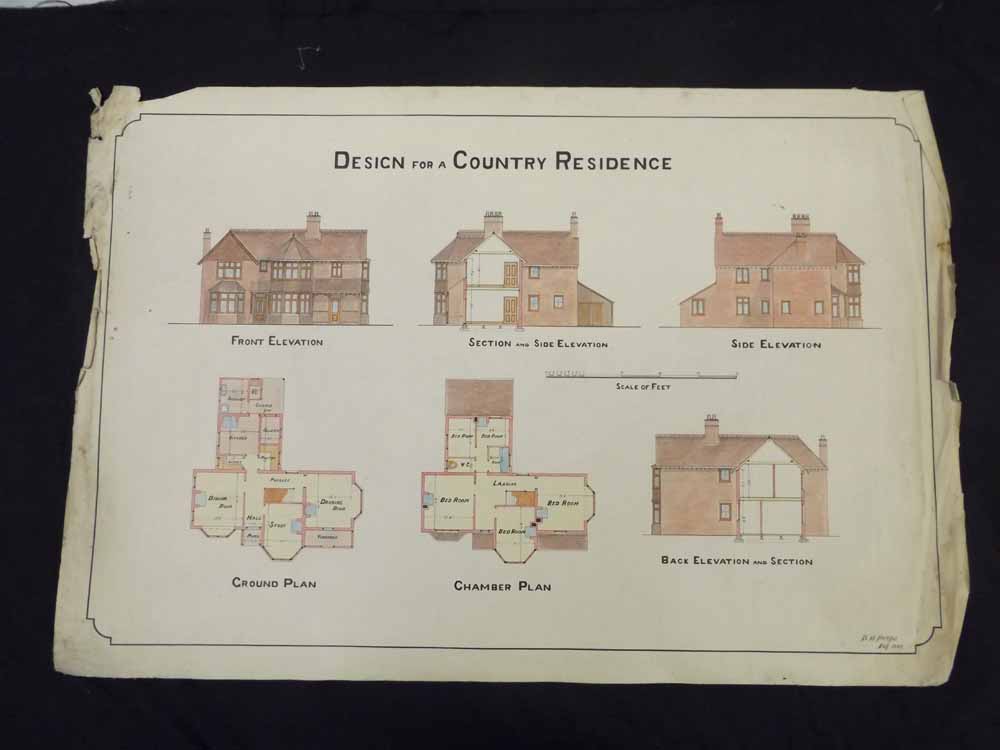 LARGE FOLDER: series of architectural plans and drawings for cottages, public houses, country and - Image 2 of 2