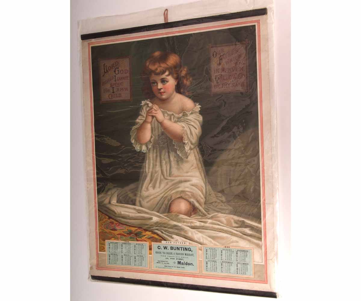 LATE VICTORIAN chromolitho poster/calendars, all C W Bunting of Maldon: OUR FATHER, 1896, ON STATE