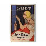 GILBEY'S SPEY ROYAL WHISKY, advertising poster approx size 50 x 34cm, folded, some wear at folds