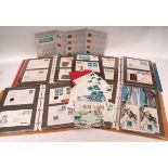 ONE BOX: assorted stamps including Switzerland, mainly post-war collection FDC and special covers in