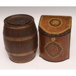 TWO CIRCA EARLIER 20TH CENTURY original Colman's Mustard advertising tins, one in barrel shape