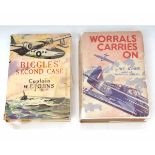 CAPTAIN W E JOHNS, 2 titles: BIGGLES'S SECOND CASE, 1948, 1st edition; WORRALS CARRIES ON, 1942, 1st