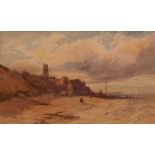 JOSEPH CHARLES REED (1822-1877, BRITISH) "Cromer from the East Beach" watercolour 12 x 20 1/2 ins