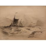 MILES EDMUND COTMAN (1810-1858, BRITISH) Seascape pencil drawing, signed and dated August 1827 lower