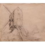 HENRY BRIGHT (1810-1873, BRITISH) Post Mill pencil drawing,