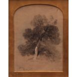 HENRY BRIGHT (1810-1873, BRITISH) Tree study charcoal drawing, signed lower left 8 x 5 1/2 ins