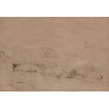 THOMAS LOUND (1802-1861, BRITISH) River scene with bridgepencil drawing 6 x 9 ins together with