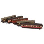 Collection of five O gauge coaches to include a boxed Leeds Model Co LNER guards van, Pullman