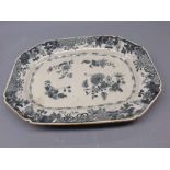Nankin platter, unusually decorated in grey, 12 wide