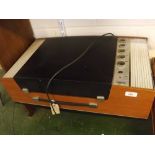 Retro 1960s/70s ITTKB teak cased and Rexine record player with built in side speakers