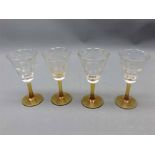 Set of four small early 20th century liqueur glasses