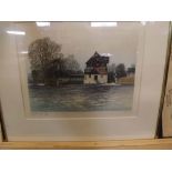 PAUL BISSON, signed in pencil to margin, limited edition (168/350) coloured etching, Houghton Mill ,