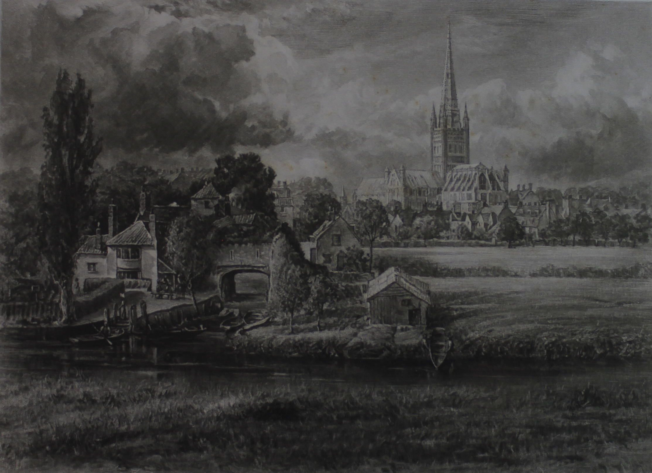 Norman Hirst, (20th Century, British, engraver), "Norwich, looking towards Pull's Ferry, with