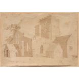 John Sell Cotman (1782-1842, British), Church Study pencil and pale sepia wash, signed and dated