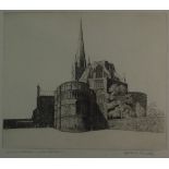 Alfred Richard Blundell, (1883-1968, British), "Norwich Cathedral", black and white etching,