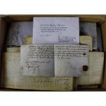 BOX: 80+ Watton and environs vellum and other documents, 17th-19th century, admissions,