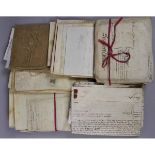 BOX: vellum and other deeds and documents re a farm in Tuttington, 18th/19th century mixed condition
