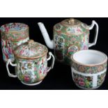 Group of 19th Century Cantonese porcelain items, all decorated in famille rose palette, comprising