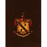 18th/19th Century English School, heraldic panel with banner inscribed "Dieu Defend le Droit", (