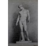 James Stark (1794-1859, British) Study of a nude male statuepencil drawing on grey paper, signed