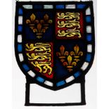 19th Century leaded glass armorial 'Christ's College, Cambridge', 34cm x 23cm overall