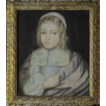 17th Century English School, Portrait of Jacob Astley, pastel, 95mm x 65mm, carved giltwood frame,