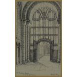 George A Raby, (20th Century, British) “South Ambulatory, Norwich Cathedral”, “16th Century