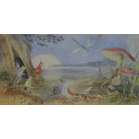 Late 19th/early 20th Century Nursery Painting Nature Study with Pixies, watercolour (unsigned),