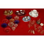 Of Doll's House interest - quantity of miniature ceramic and glass items including 3 miniature tea