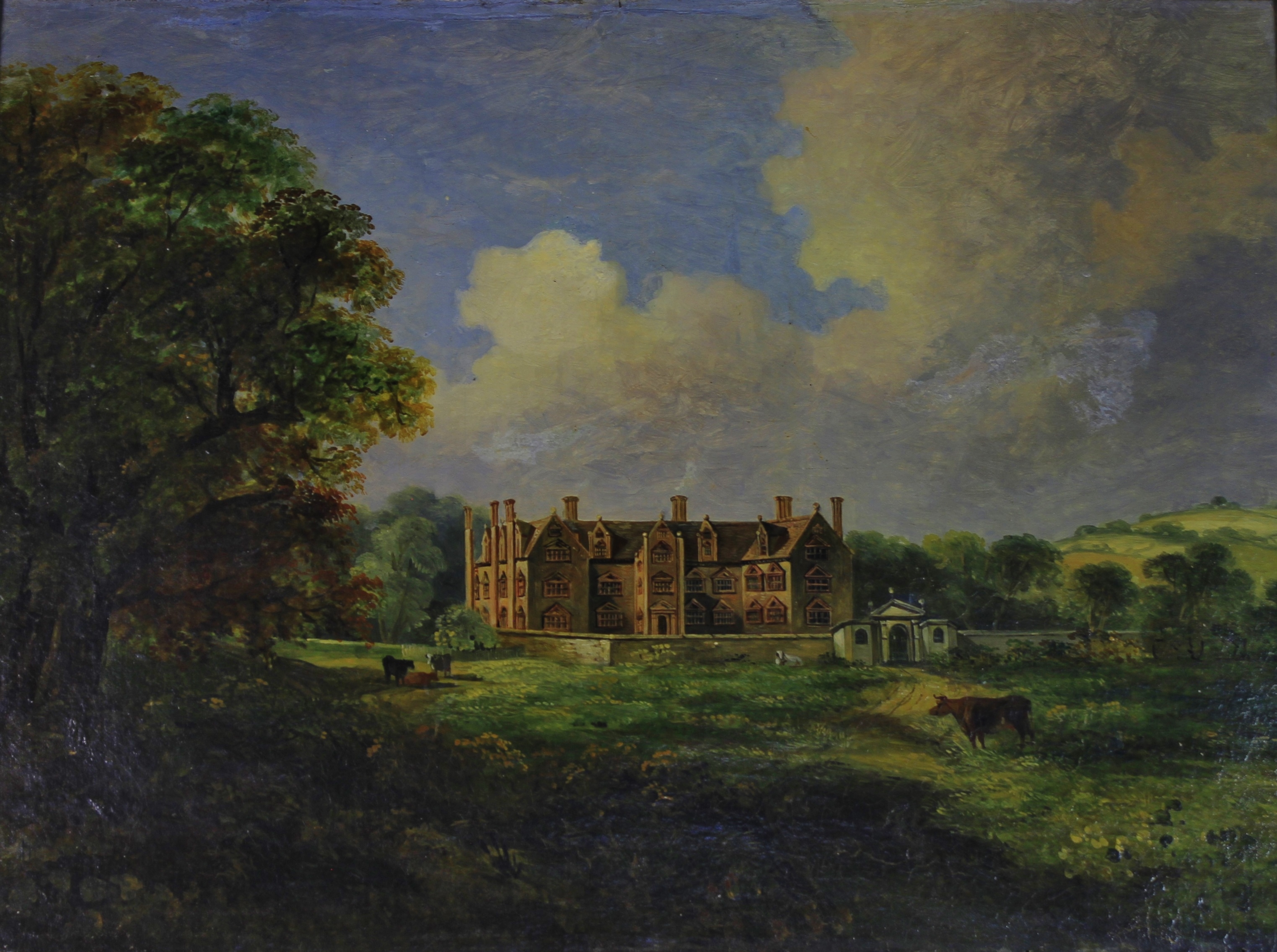 By or after Humphrey Repton (1752-1818, British), Irmingland Hall, oil on canvas, (unsigned),