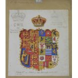 H Gwyn (19th Century Heraldic Artist, British), The Arms of William IV and Adelaide of Saxe-