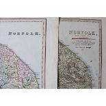 ROBERT ROWE (TEESDALE): NORFOLK, engraved hand coloured map [1829], approx 345 x 415mm + JOHN DOWER: