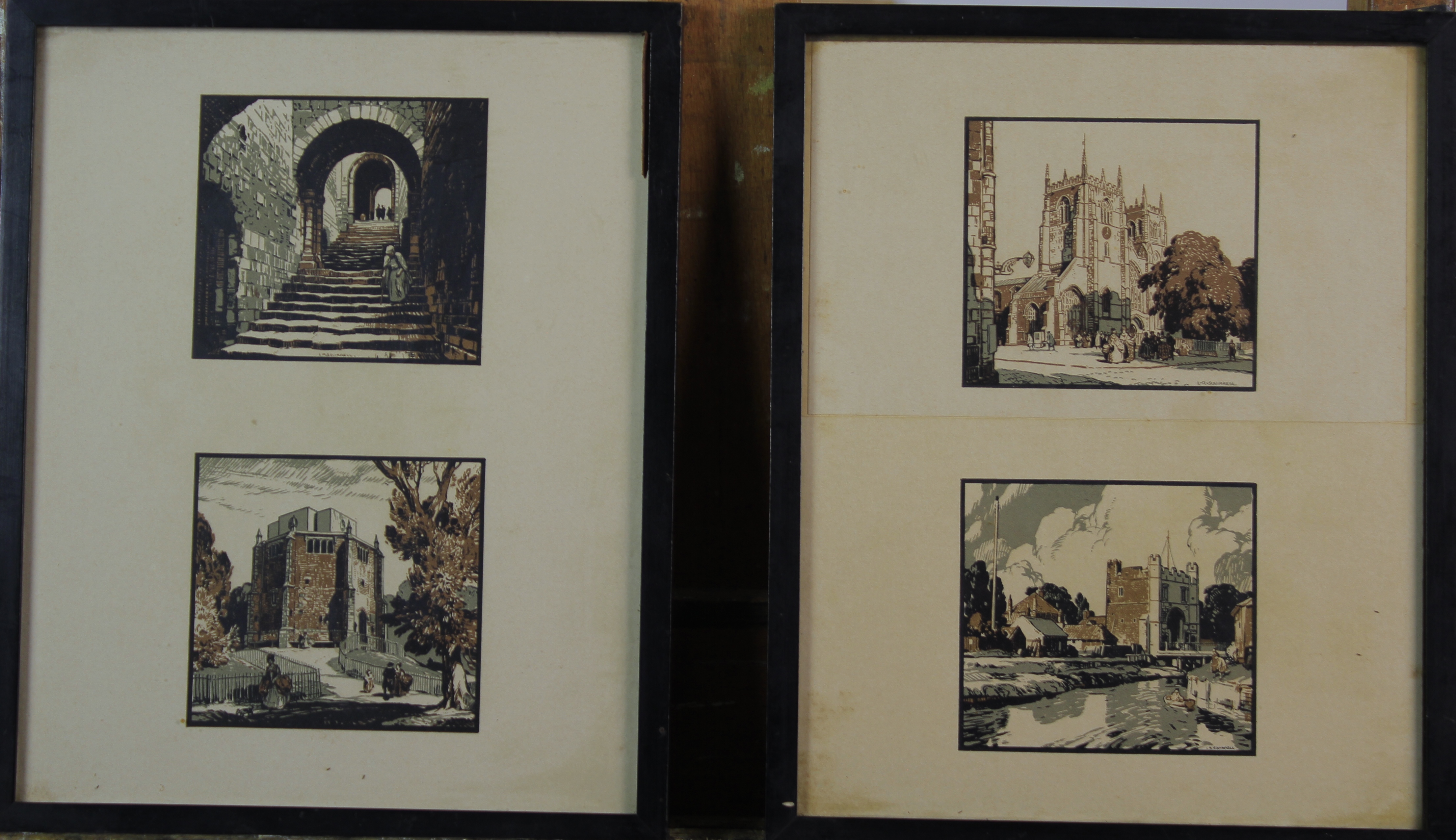 Leonard Russell Squirrell, RE, RI, RWS (1893-1979, British),"Kings Lynn" and "Castle Rising", four