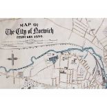 ARTHUR E COLLINS: MAP OF THE CITY OF NORWICH, large scale coloured litho plan 1899, edges
