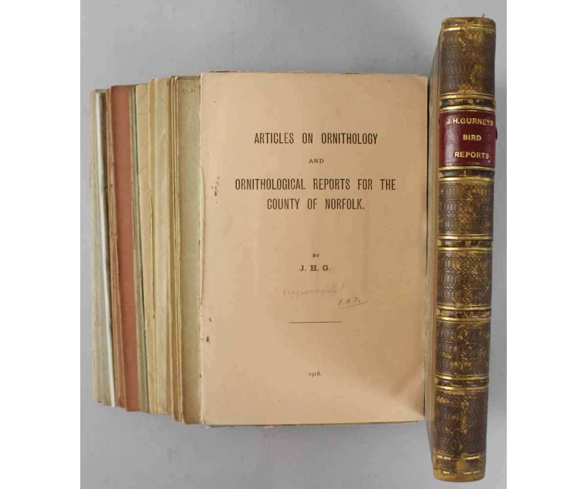 JOHN HENRY GURNEY JNR, COLLECTION OF APPROXIMATELY 13 ORNITHOLOGICAL PUBLICATIONS 1911-1922 bound