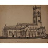 E F Pearson Mid-19th Century English School "Sall Church, Norfolk, north east view, 1840" monotone