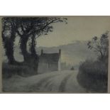 George Thomas Rope (1845-1929, British), "A Norfolk Road, Stalham, Norfolk", monochrome watercolour,