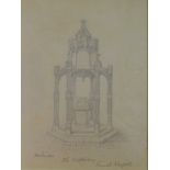 Henry Ninham (1793-1874, British), "The Baptistery, Trunch, Norfolk", pencil drawing, signed,