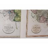 JOHN CARY: 2 titles: A NEW MAP OF NORFOLK DIVIDED INTO HUNDREDS..., engraved hand coloured map 1811,