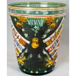 Bohemian enamelled "Eagle" beaker of green tinged glass, Enamelled with the double-headed and