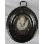 Early English School, portrait of Elizabeth I, good quality oil miniature (unsigned), 45mm x 35mm in