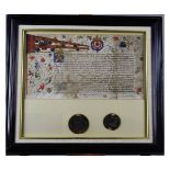 VELLUM GRANT OF A STANDARD BY SIR THOMAS WRIOTHESLEY, GARTER, AND JOHN YONGE, NORROY TO SIR JOHN