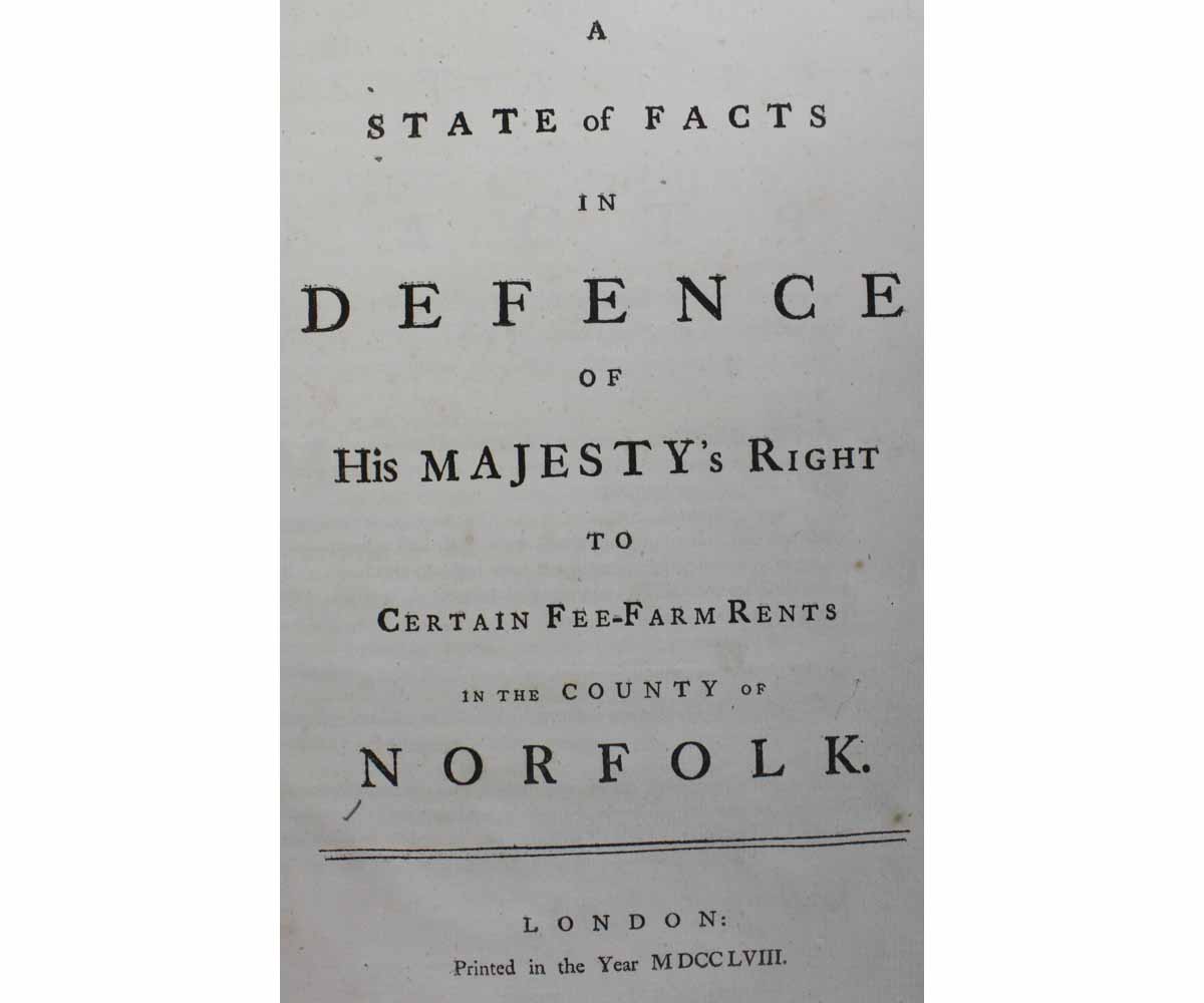 [PHILIP CARTERET WEBB]: A STATE OF FACTS IN DEFENCE OF HIS MAJESTY'S RIGHT TO CERTAIN FEE-FARM RENTS