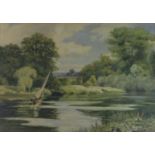 Thomson (19th/20th Century, British), Boating on The Broads, watercolour, signed lower right,