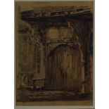 John Ninham (1754-1817, British), "A Norwich Doorway"brown ink and wash (unsigned), 215mm x 160mm,