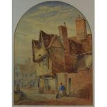 Attributed to Henry Ninham (1793-1874, British), Street scene with old buildings, Norwich,