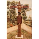 William Robert Weyer, (19th/20th Century, British), "Horning Village Sign", mixed media 360mm x